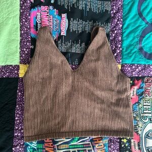 90 Degree By Reflex Brown/Mauve Ribbed Crop Top